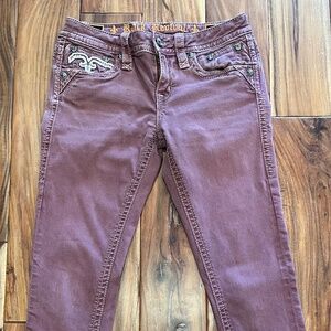 Burgundy Rock Revival  Cadee Ankle skinny jeans